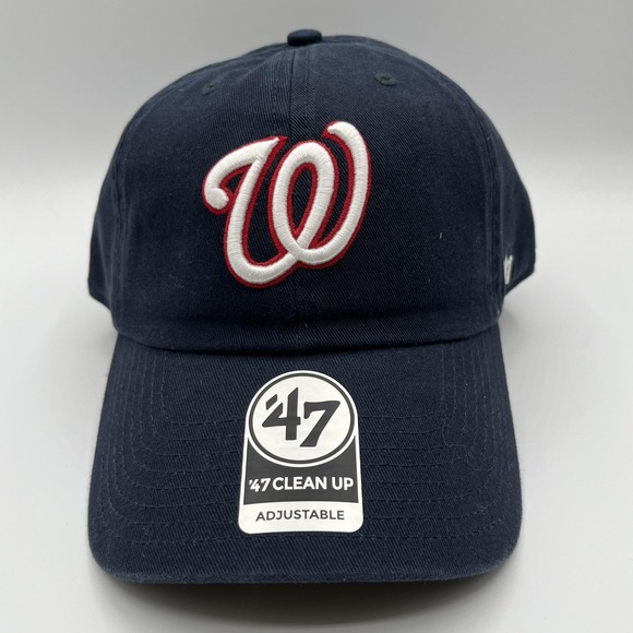 Washington Nationals 47 Brand Hat Cap Strap Back Navy Blue MLB Clean Up NEW - Picture 2 of 8